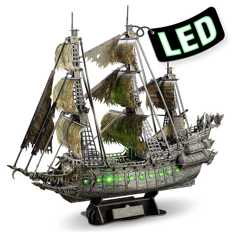 CubicFun 3D Puzzles Green LED Flying Dutchman Pirate Ship Model Kits