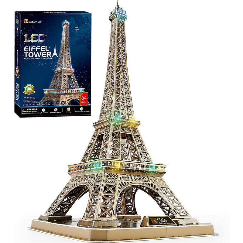 CubicFun Eiffel Tower 3D Puzzle for Adults with Shining LED Lights