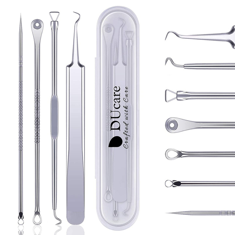DUcare Blackhead Remover Tool 4Pcs for Face, Professional Extractor Tweezers Kit