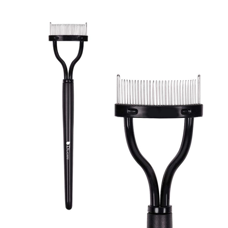 DUcare Eyelash Separator Duo Eyelash Comb Eyebrow Brush Curlers Folding Lash Comb with Metal Teeth