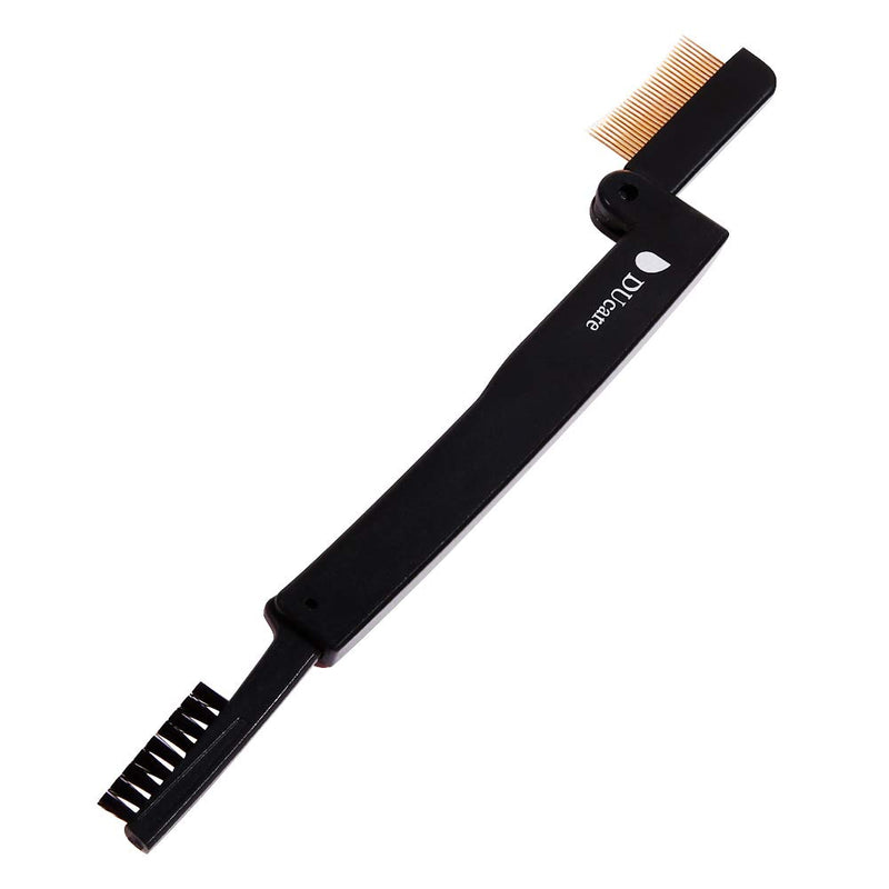 DUcare Eyelash Separator Duo Eyelash Comb Eyebrow Brush Curlers Folding Lash Comb with Metal Teeth
