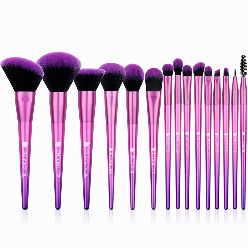 DUcare Makeup Brushes 15 Pcs Rose Makeup Brush Set Premium Synthetic Kabuki Blending Face Powder Blush