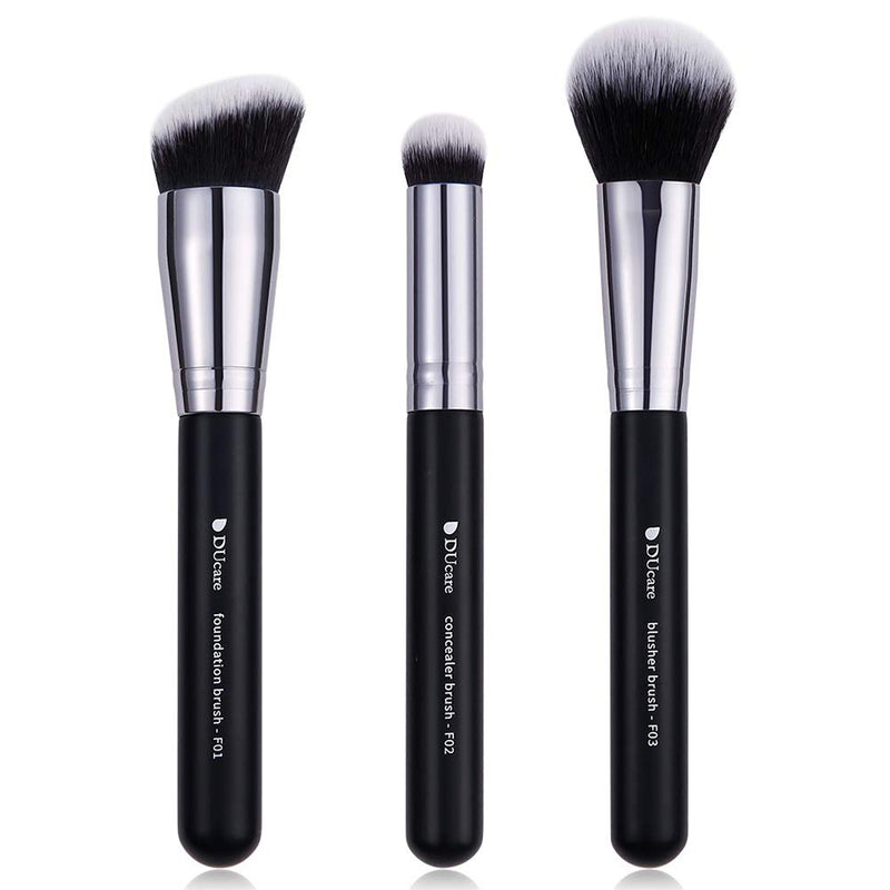 DUcare Makeup Kabuki Brushes 3Pcs Foundation Brush& Concealer Brush& Blusher Brush Face Blush