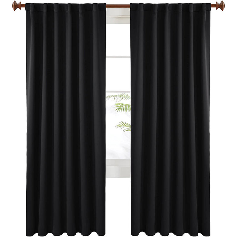 Deconovo Black Blackout Curtains 84 Inch Long, Back Tab and Rod Pocket Blackout