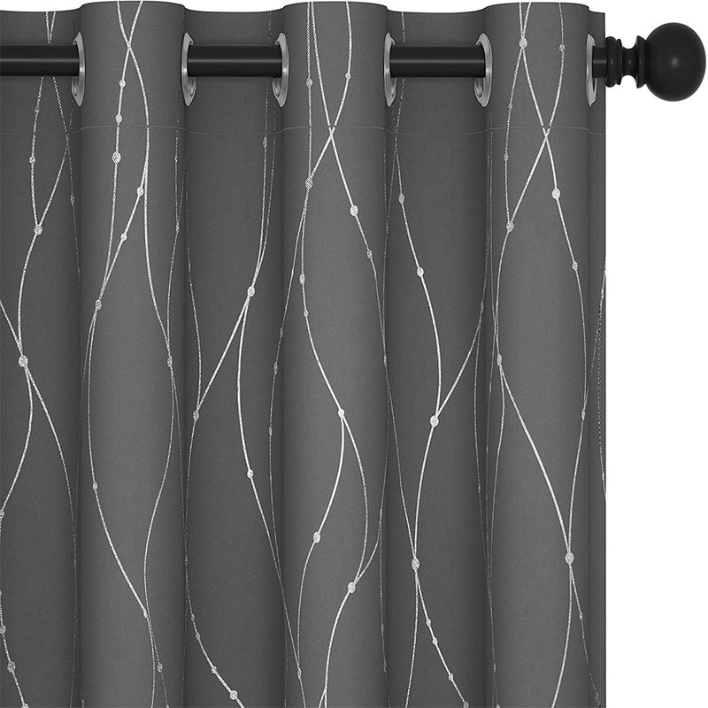 Deconovo Blackout Curtains for Bedroom，Thermal Insulated Grey Curtains