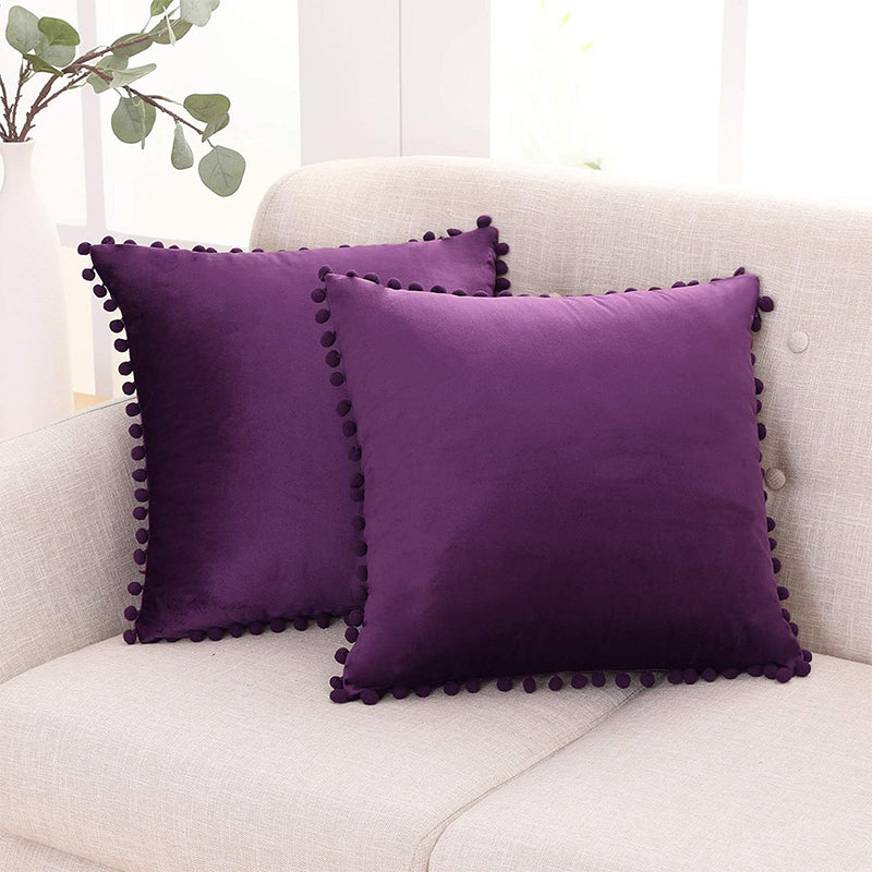Deconovo Decorative Velvet Throw Pillow Covers for Sofa Set of 2