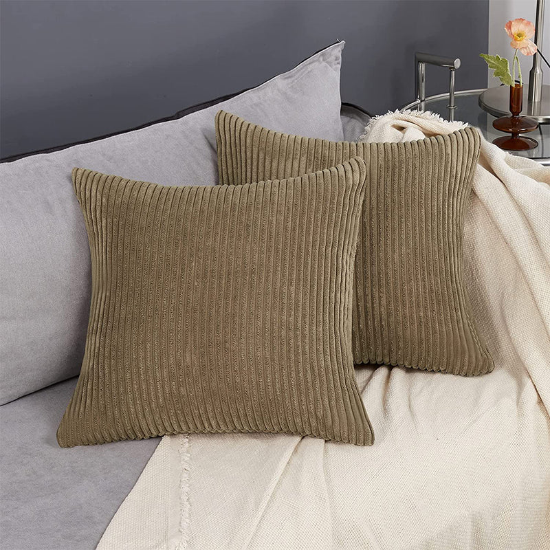Deconovo Throw Pillow Covers Corduroy, Stripe Pattern Soft Cushion Covers