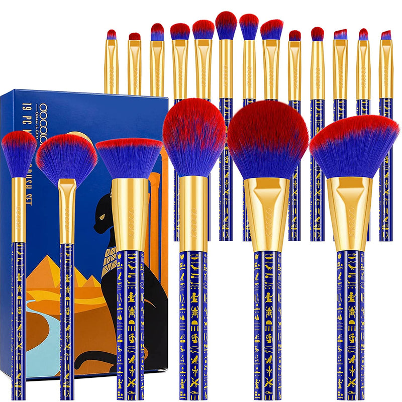 Docolor 19PCs Bastet Cat Makeup Brush Set Premium Synthetic Kabuki Ancient Egyptian Series