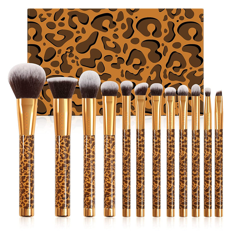 Docolor Makeup Brushes Leopard 12 Pieces Professional Makeup Brush Set Premium Synthetic Brushes Set