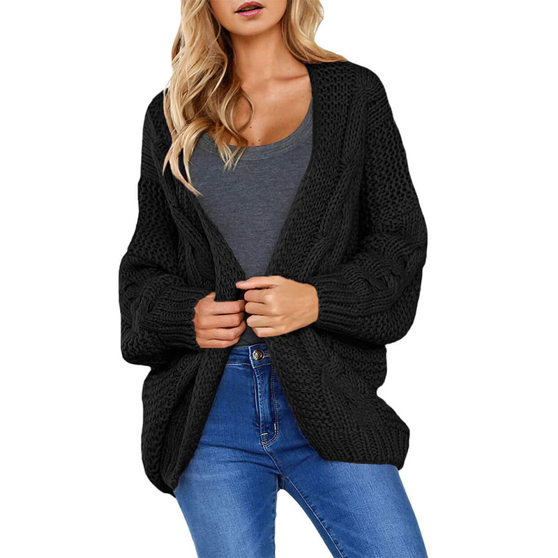Dokotoo Winter Open Front Long Sleeve Chunky Cable/Chenille Knit Cardigan Sweater Coats