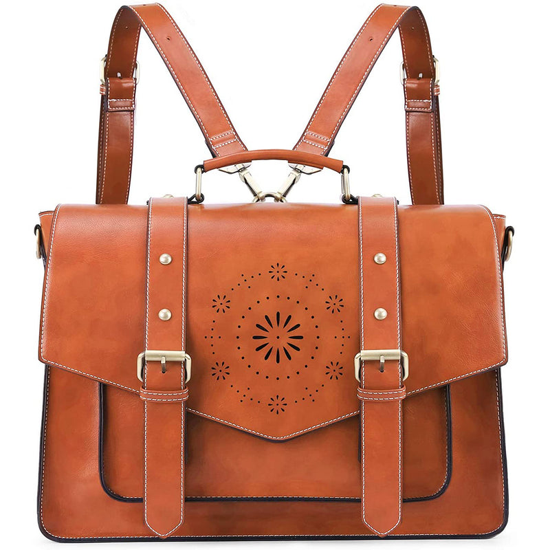 ECOSUSI Backpack Briefcase Messenger Laptop Bag Vegan Leather Satchel Work Bags