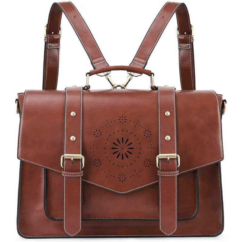 ECOSUSI Backpack Briefcase Messenger Laptop Bag Vegan Leather Satchel Work Bags