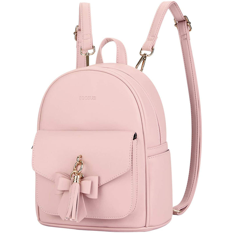 ECOSUSI Mini Backpack Cute Bowknot Small Backpack Purse Girls Leather Bookbag