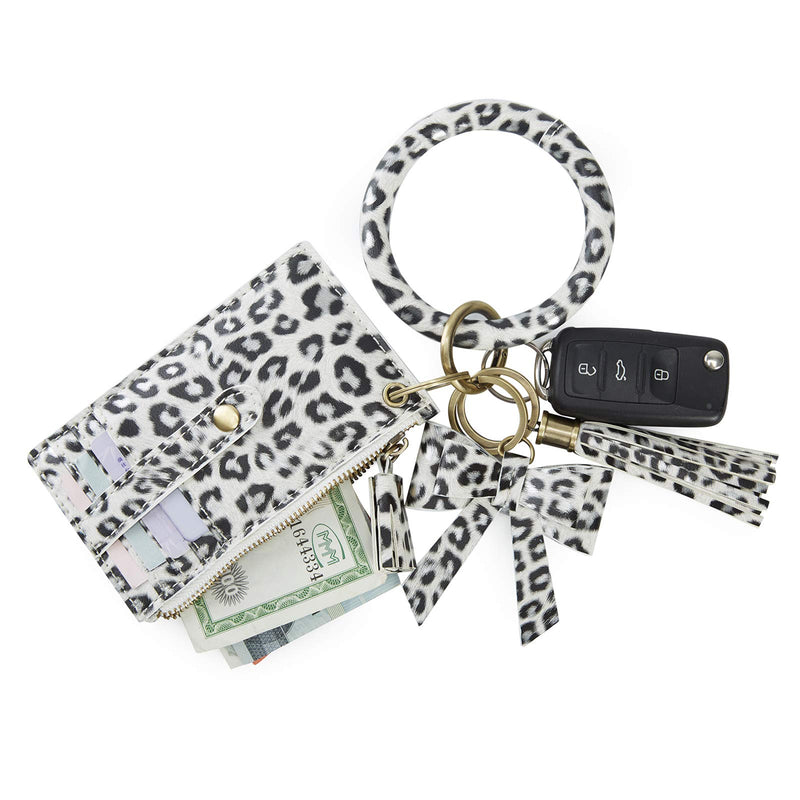 ECOSUSI Wristlet Keychain Key Ring Wallet Bracelets Card Holder Purse with Tassel