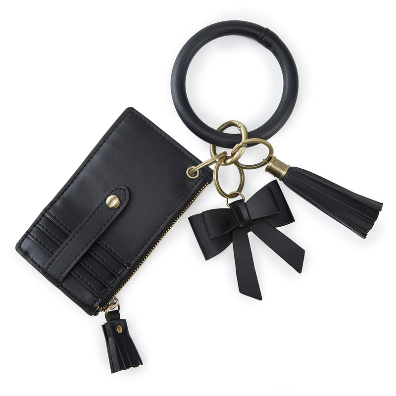 ECOSUSI Wristlet Keychain Key Ring Wallet Bracelets Card Holder Purse with Tassel