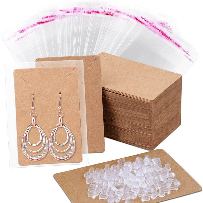 Anezus Earring Cards,  100 Pcs Earring Display Cards Earring Holder Cards with 200 Earring Backs