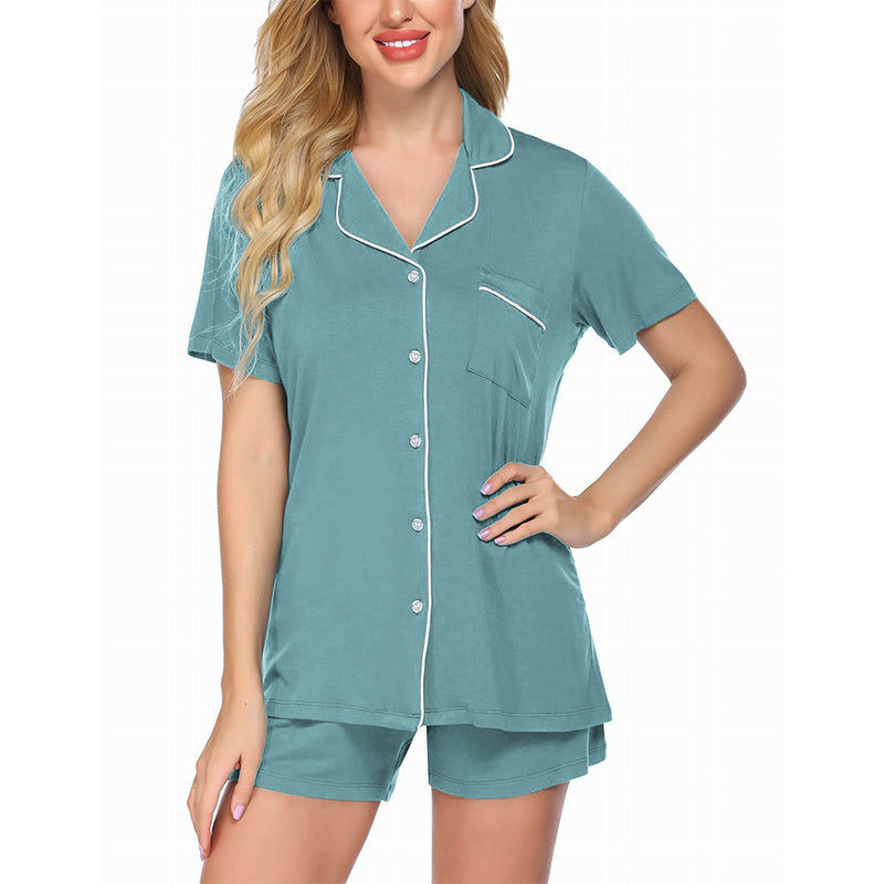 Ekouaer Pajamas Set Short Sleeve Sleepwear Womens Button Down Nightwear Soft Pj Lounge Sets