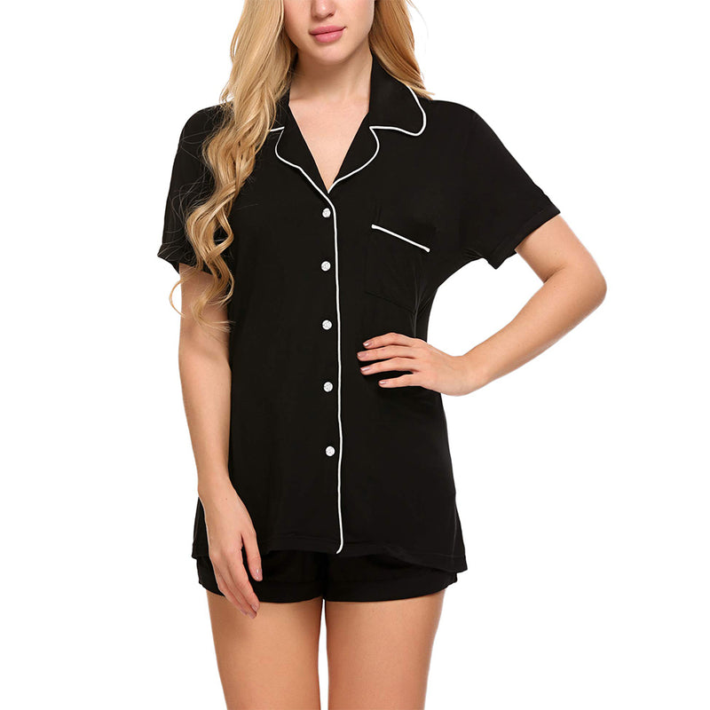 Ekouaer Pajamas Set Short Sleeve Sleepwear Womens Button Down Nightwear Soft Pj Lounge Sets
