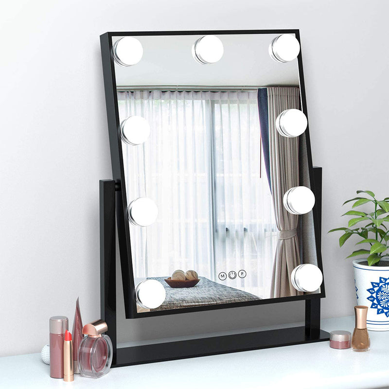 FENCHILIN Lighted Makeup Mirror With Smart Touch Control, Black