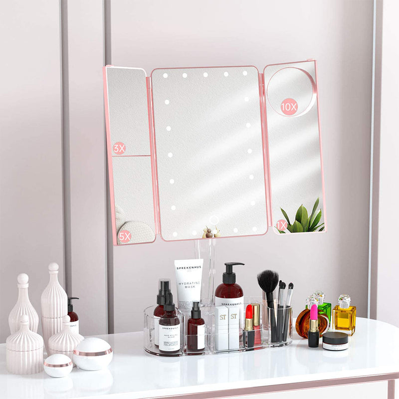 FENCHILIN Magnifying Vanity Mirror with Lights(1X/3X/5X) and Bluetooth Speaker