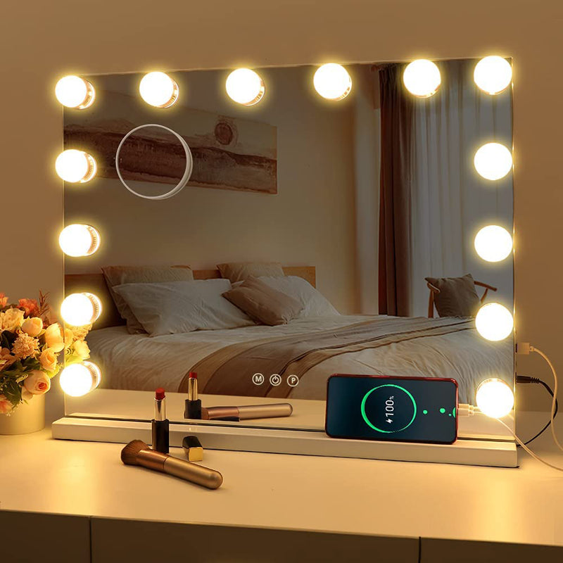 FENCHILIN Vanity Mirror with Lights with 14 Dimmable LED Bulbs (White)