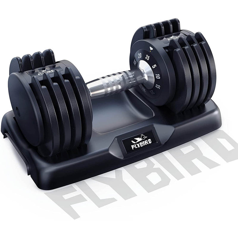 FLYBIRD Adjustable Dumbbell,25/55lb Single Dumbbell with Anti-Slip Metal Handle