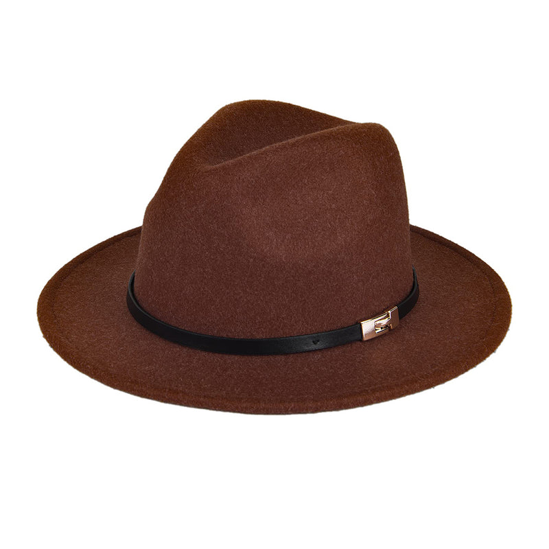 FURTALK Fedora Hats Wide Brim Felt Fedora Hat  Wool Belt Buckle Fedora Hat
