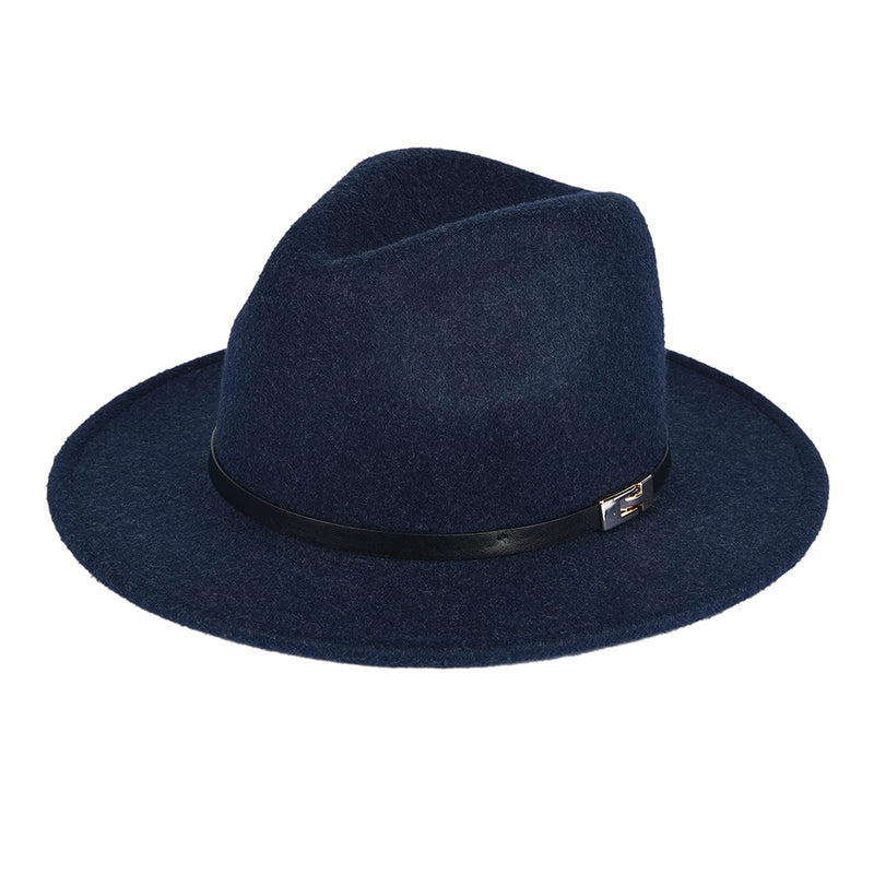 FURTALK Fedora Hats Wide Brim Felt Fedora Hat  Wool Belt Buckle Fedora Hat