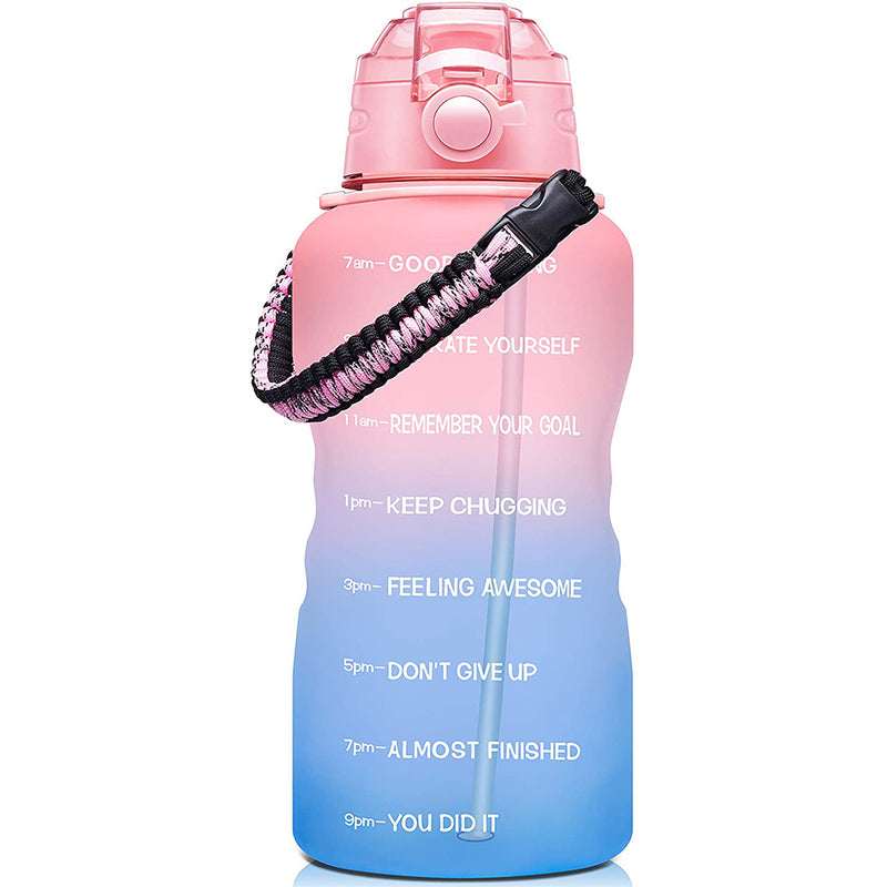 Fidus Large 1 Gallon Motivational Water Bottle with Paracord Handle&Removable Straw