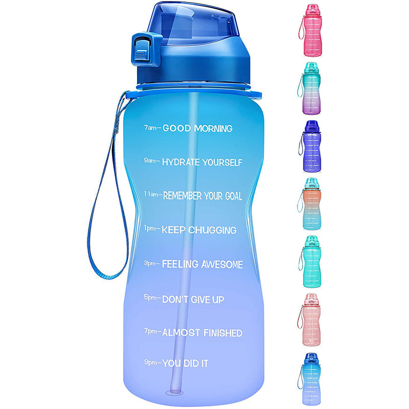 Fidus Large Half Gallon/64oz Motivational Water Bottle with Time Marker,Leakproof Water Jug