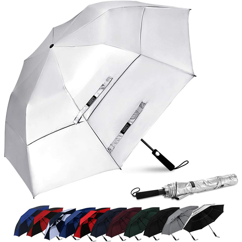 G4Free 62 Inch Portable Golf Umbrella Automatic Open Large Oversize Vented Double Canopy Windproof