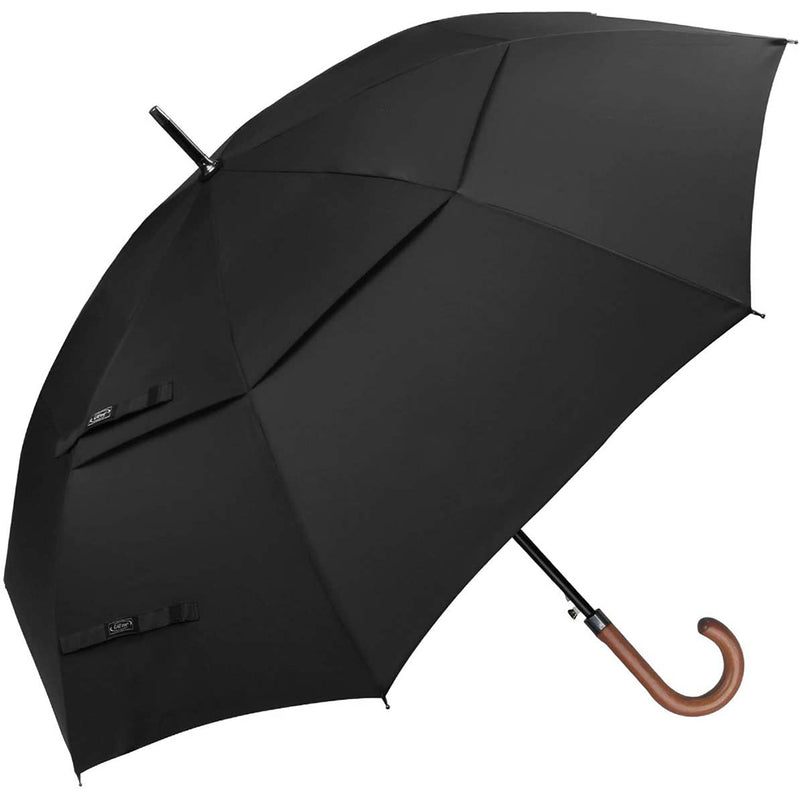 G4Free Wooden J Handle Golf Umbrella Windproof UV Protection Classic Stick Wedding Cane Umbrellas