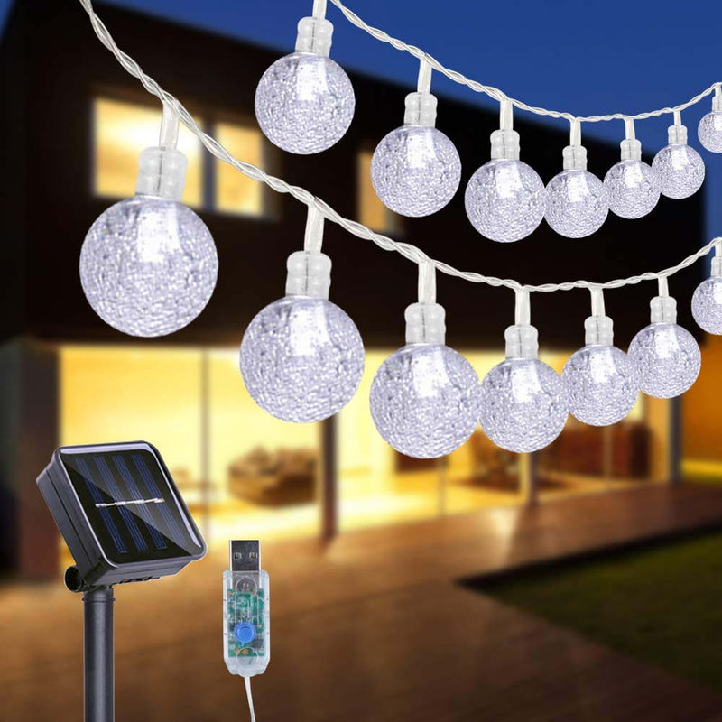 GHodec Globe Solar String Lights, Fairy Crystal Ball Light, Waterproof String Lights