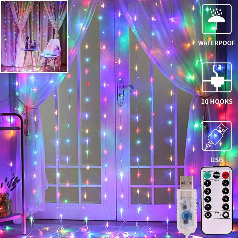 GHodec Multi-Colored Curtain Lights String, LED Hanging Fairy Lights