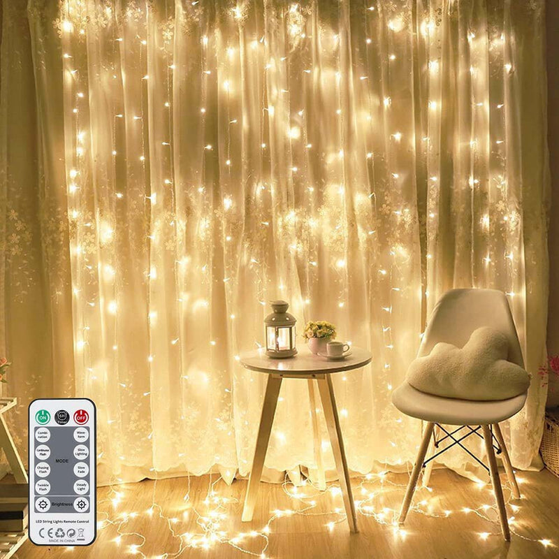 GHodec String Lights Curtain, Window Curtain Lights with Remote,Twinkle Fairy Lights