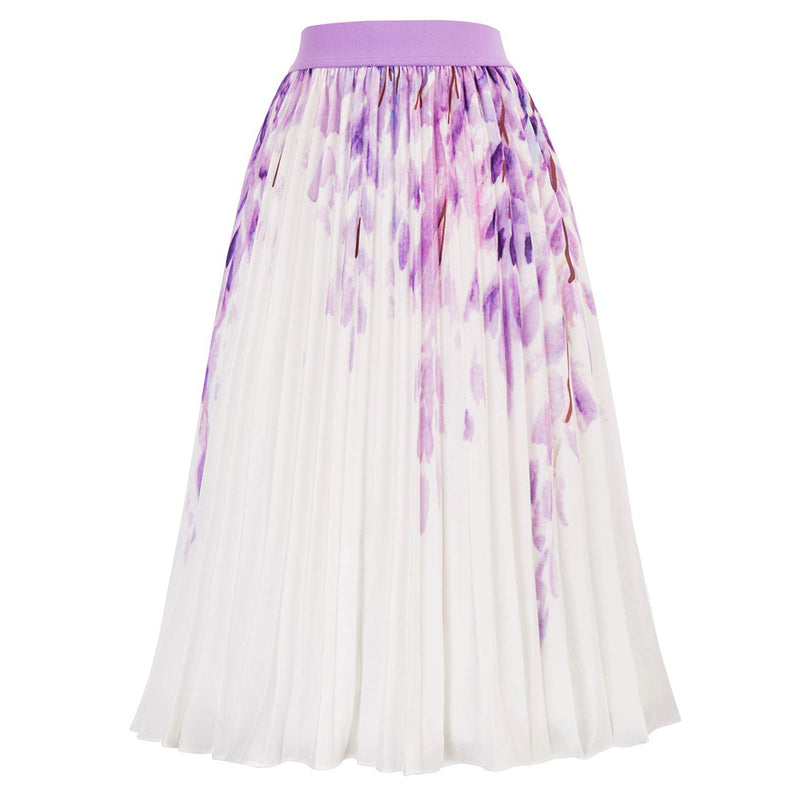 GRACE KARIN Women High Elastic Waist Pleated Chiffon Skirt Midi Swing A-line Skirts