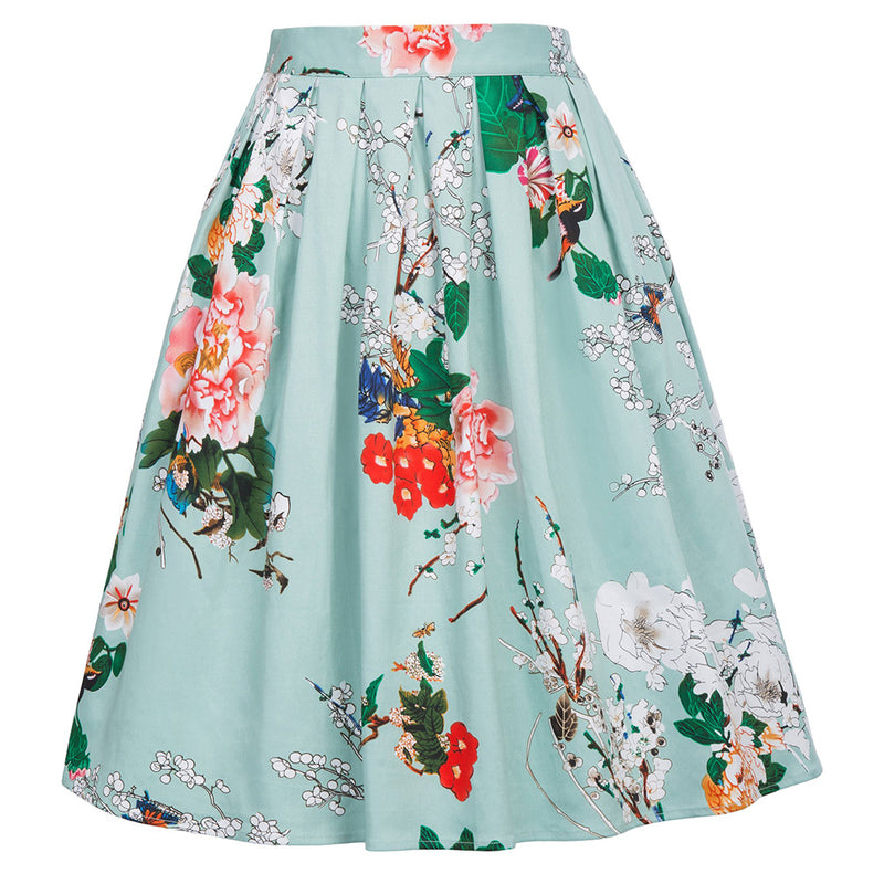 GRACE KARIN Women Vintage Pleated A-line Midi Skirts