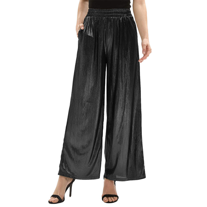 GRACE KARIN Women’s Casual Loose Elastic Shiny Pocket Wide Leg Pants Trousers
