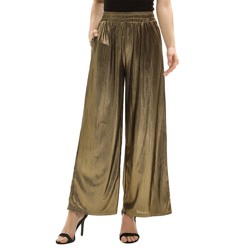 GRACE KARIN Women’s Casual Loose Elastic Shiny Pocket Wide Leg Pants Trousers