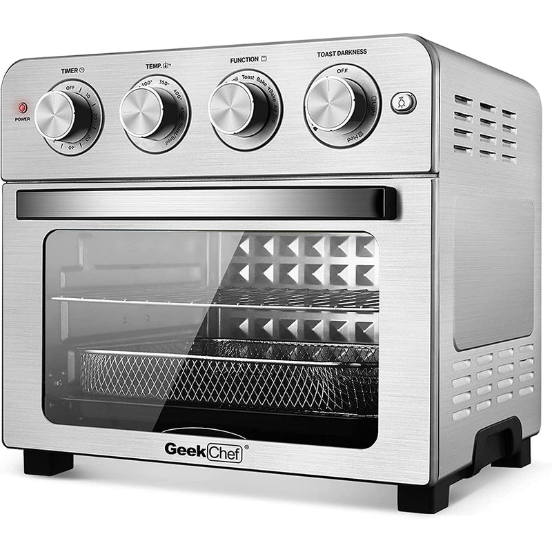 Geek Chef Air Fryer Toaster Oven,  Cooking Accessories Included, Stainless Steel, Silver, 1700W