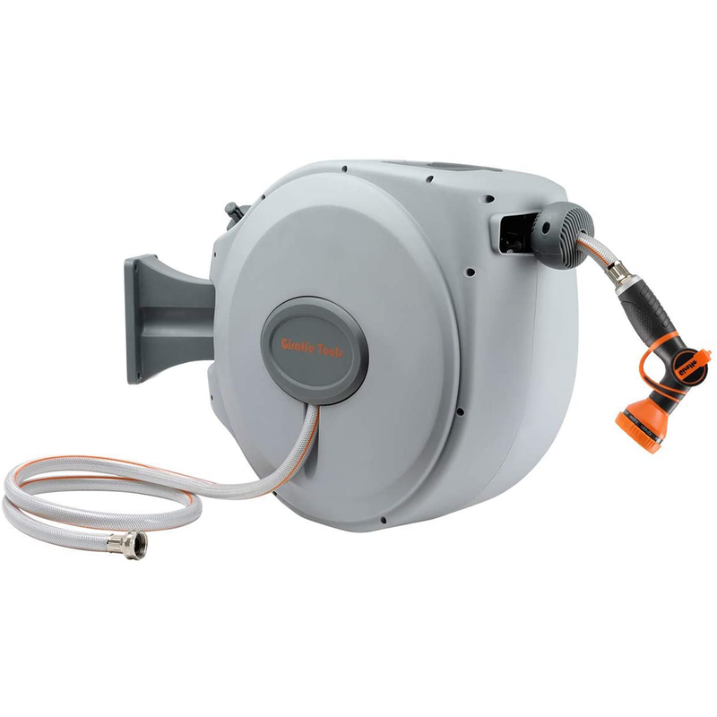 Giraffe Retractable Garden Hose Reel with 5/8 in. x 65 ft Water Hose