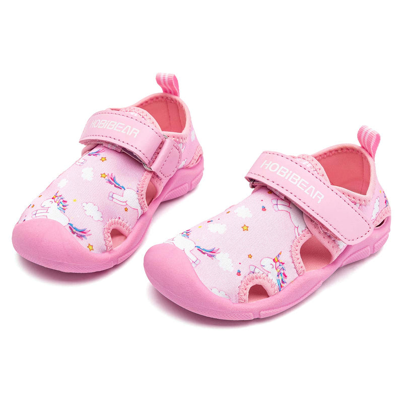 HOBIBEAR Boys Girls Water Shoes Quick Dry Closed-Toe Aquatic Sport Sandals Toddler