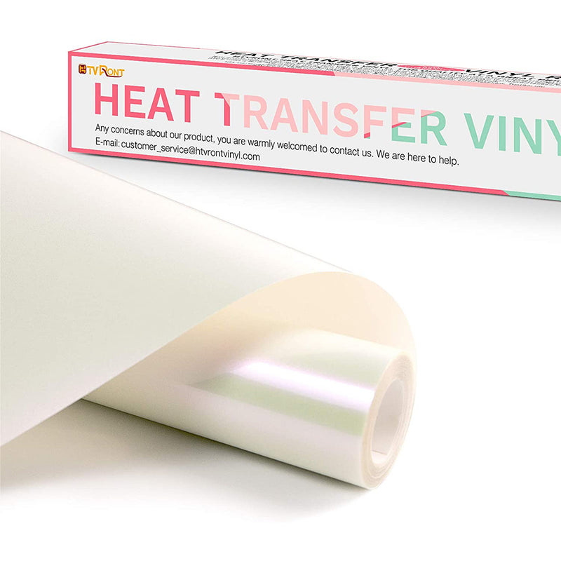 HTVRONT HTV Vinyl Rolls Heat Transfer Vinyl - 12" x 8ft White HTV Vinyl for Shirts, Iron on Vinyl for Cricut & Cameo