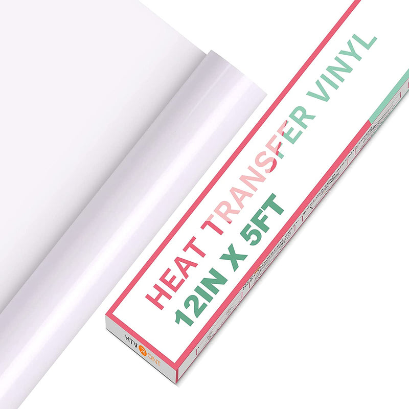 HTVRONT HTV Vinyl Rolls Heat Transfer Vinyl - 12" x 5ft HTV Vinyl for Shirts, Iron on Vinyl