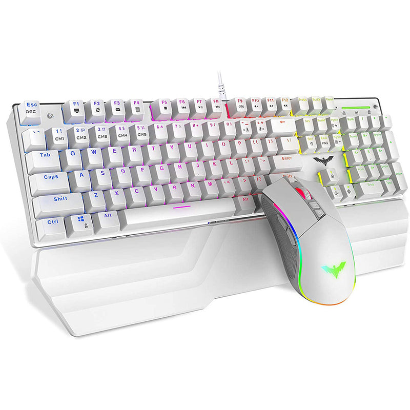 Havit Mechanical Keyboard and Mouse Combo RGB Gaming 104 Keys Blue Switches Wired USB Keyboards