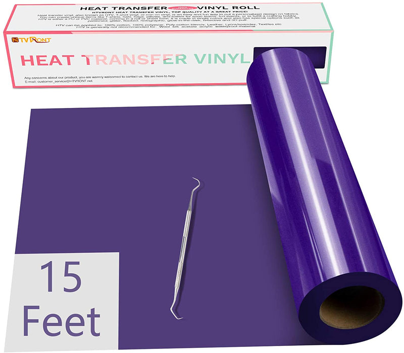 Heat Transfer Vinyl HTV Rolls - 12" x 15ft Iron on Vinyl for Cricut & Silhouette Cameo, HTV Vinyl for Shirts