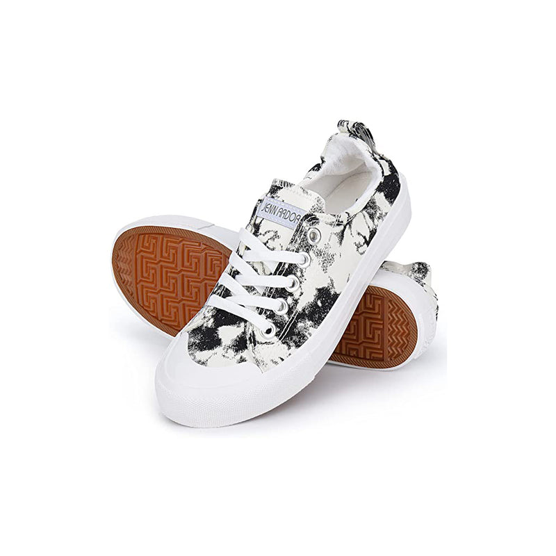 JENN ARDOR Women’s Canvas Shoes Elastic Collar Lace Up Sneakers