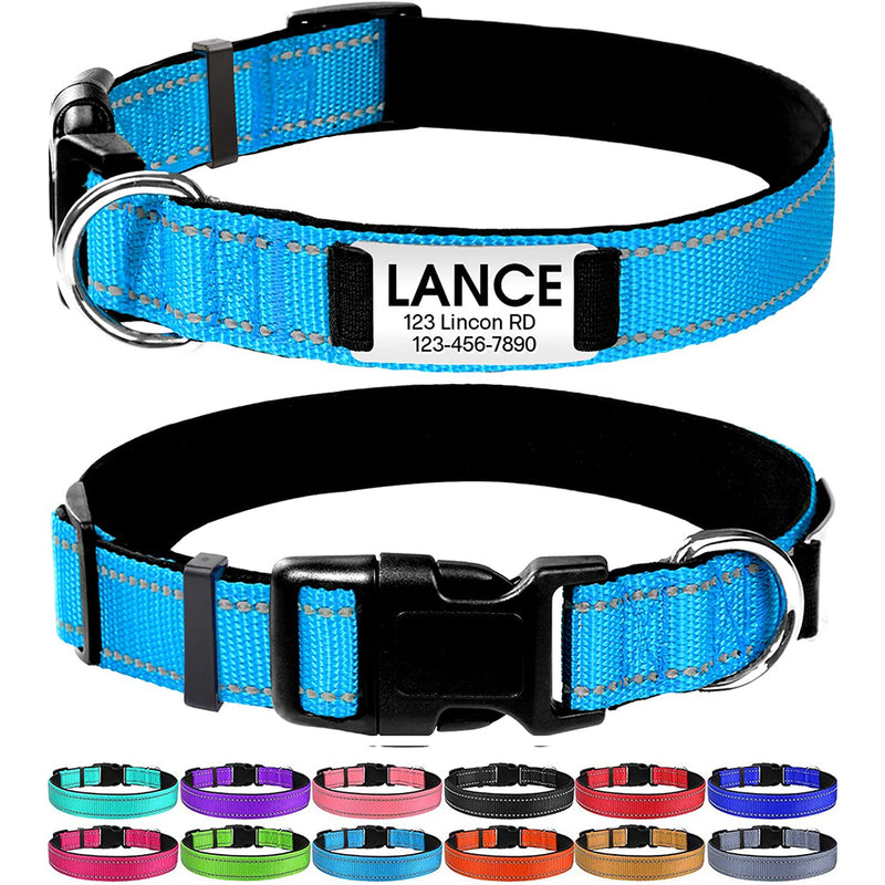 JOYTALE Personalized Reflective Dog Collar with Engraved Slide on ID Tags