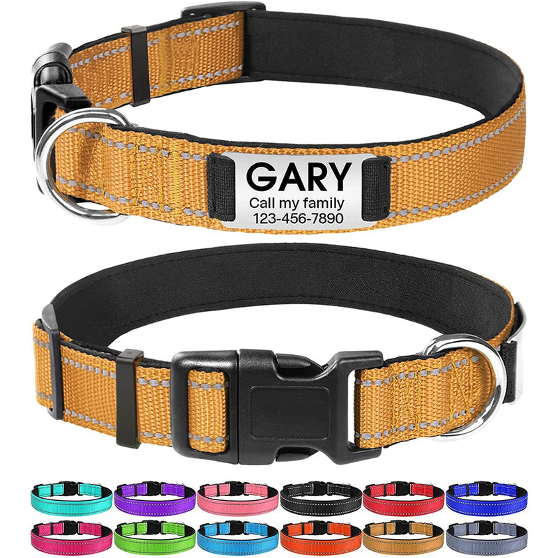 JOYTALE Personalized Reflective Dog Collar with Engraved Slide on ID Tags