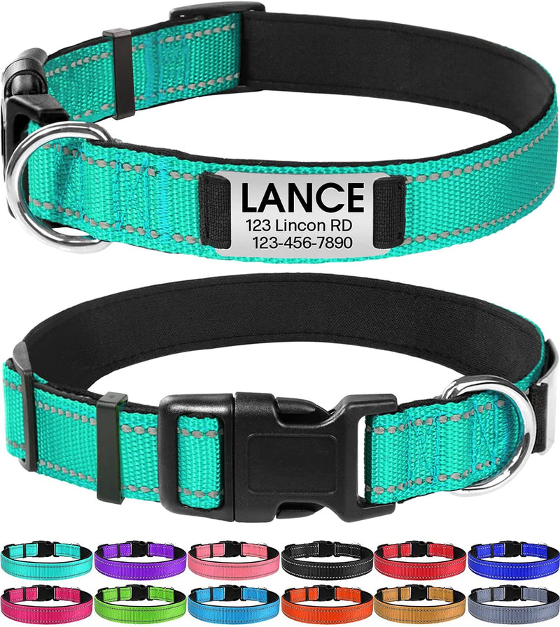 JOYTALE Personalized Reflective Dog Collar with Engraved Slide on ID Tags